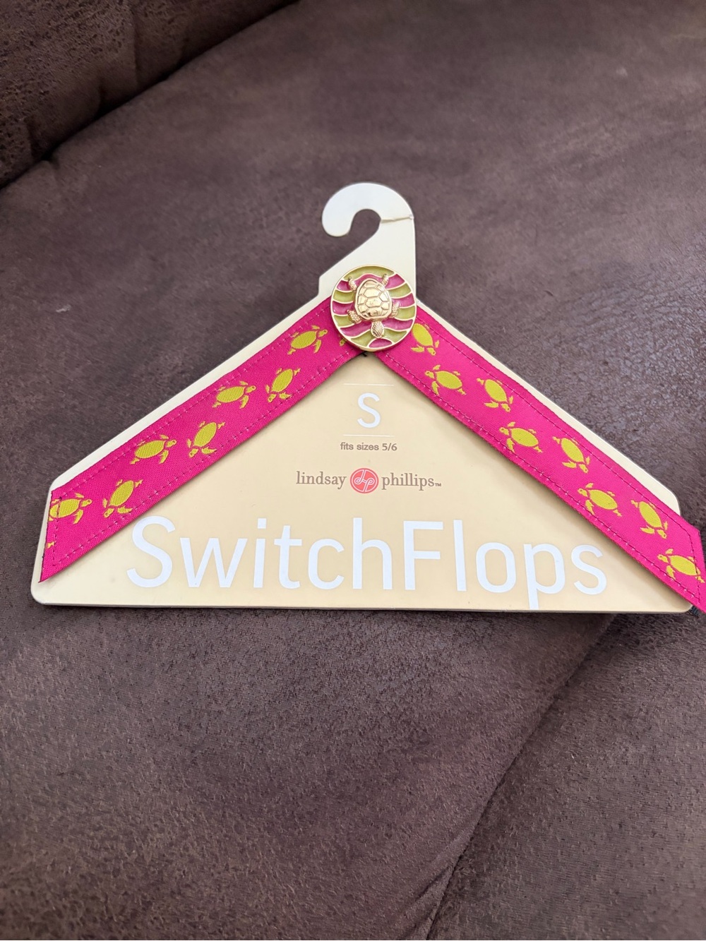 lindsay phillips Pink Flip Strap with Yellow Turtle Accents